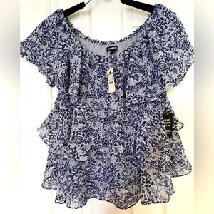 Express Blue Floral Blouse